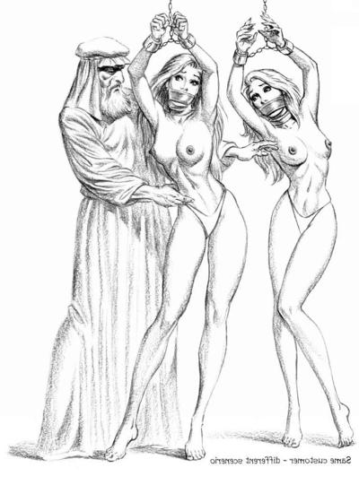 15P vintage female erotic bondage drawings