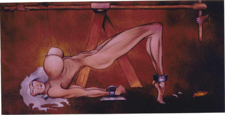 15P tall platinum blonde in evil bdsm art
