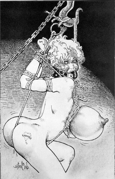 15P drawing of giant tits tied with rope