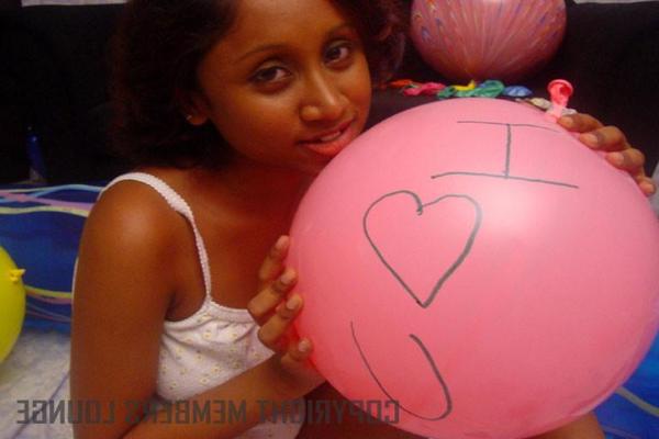 4P Lovely Indian girl plays with balloons
