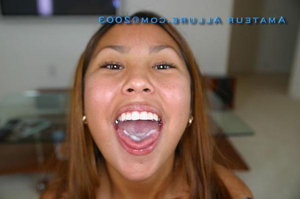 16P asian coed gives head receives mouthful of sperm