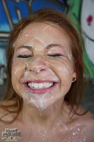 15P Scarlett Pain gets a nasty facial cum interracial bukkake