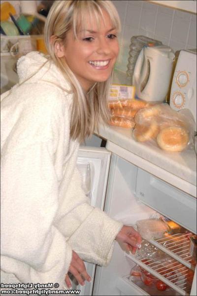 15P Mandy Lightspeed fools around in the kitchen