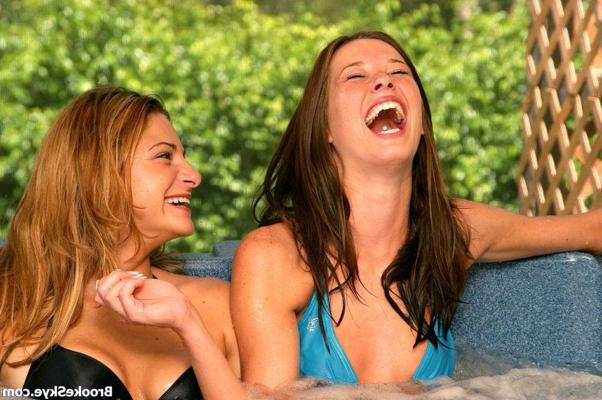 15P gorgeous teens licking each other in the hot tub