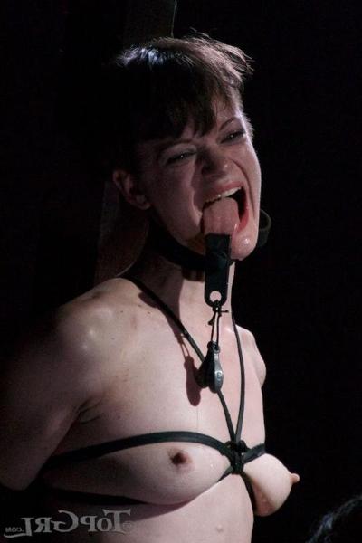 16P Hazel Hypnotic stockings babe is bound in dark dungeon and gagged