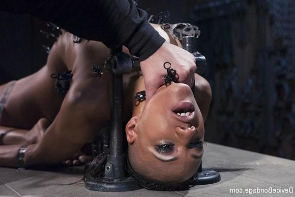 17P Nikki Darling ebony babe is bound in straight jacket and toyed by male dominant 