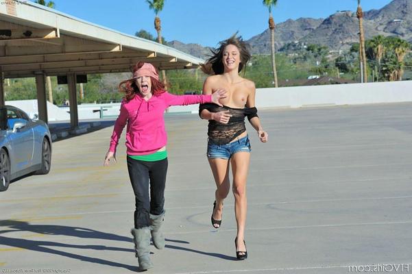 15P Malena Morgan flashing in public with her girlfriend
