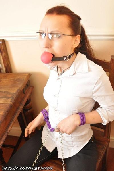 12P Tied Virgin Bailey cannot escape her bondage masters