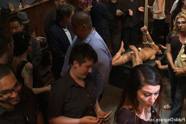 15P Flirtatious young vixen bound and fucked in a crowded bar!!!
