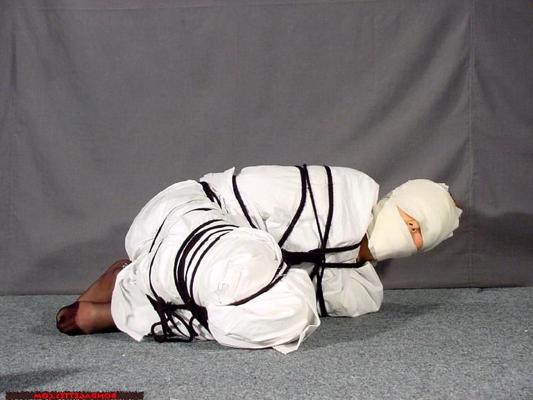 16P Jennys mummified bondage of kinky fetish model tied up