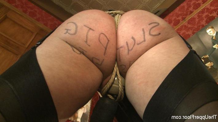 15P Cherry Torn bdsm house slave is anal toyed in black stockings