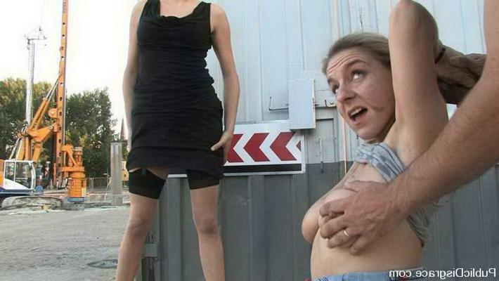 14P Chick getting bondage experience and having sex outside
