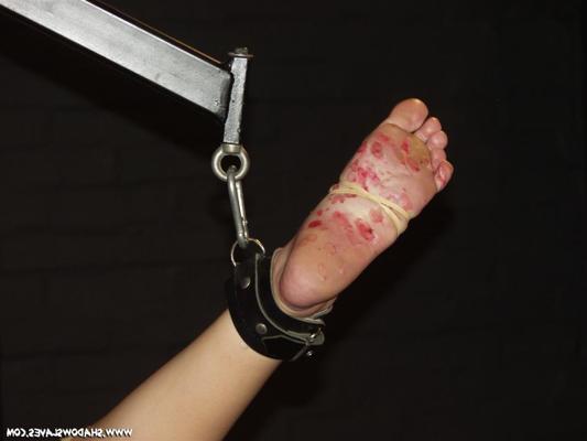 16P Bound feet punished and foot fetish hotwax punishment of restrained blonde amate