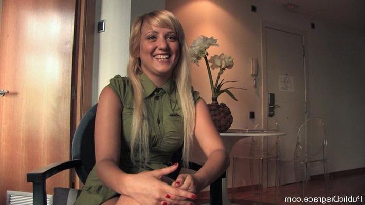 15P Cute blonde in bondage experience and fucked in public
