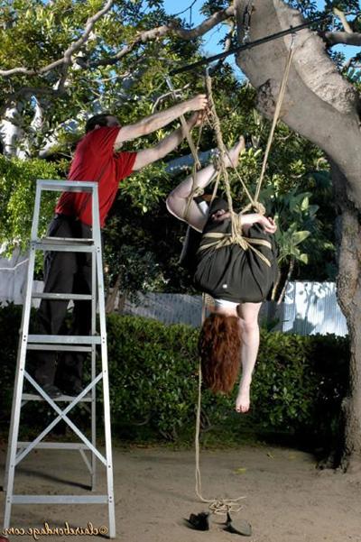 15P Claire Adams tied up and hung upside down
