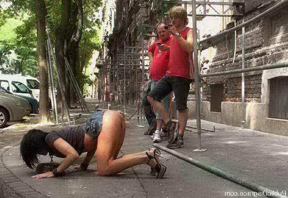 15P Brunette gets bondage experience and fucked in public