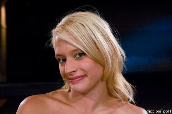 15P Blonde with tied boobs and forced orgasm with device in bondage