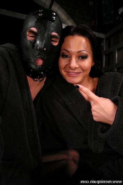 15P Male slave has his balls tied up by a hot mistress