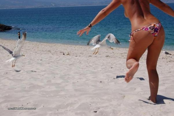 15P Trois copines adolescentes lesbiennes amateurs en vacances seins nus sur la plage