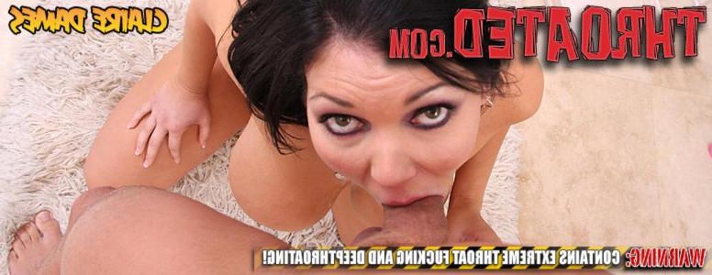 16P Busty brunette Claire Dames eagerly deep throating