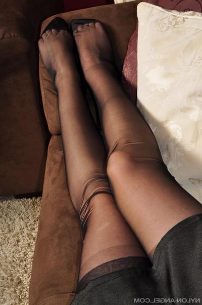 12P Angel Lovette flaunts sexy legs and feet in stockings