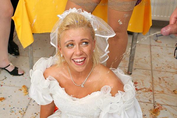 16P Bride facialized and pissed on in group pissing orgy