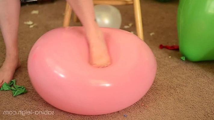 16P Busty Sabina popping the balloons with her ass feet and nails