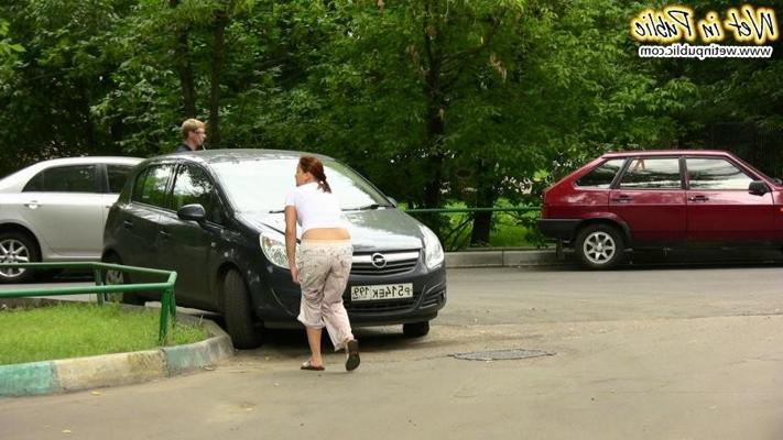 12P Beige pants of a hottie turn into the wee-soaked rags within a minute