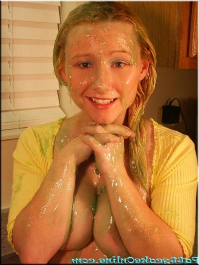 16P Busty teen girl covered in green goop