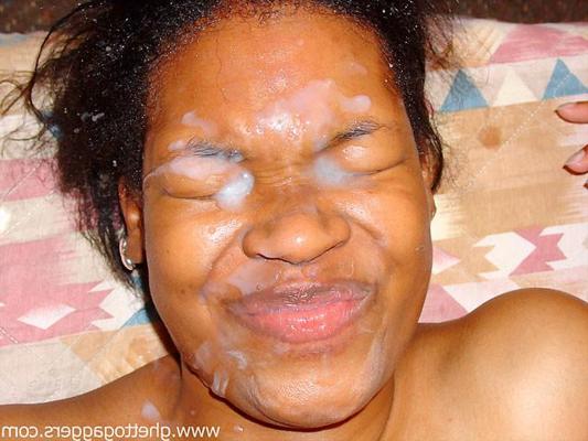 15P Ebony broad gets a gallon of cum dumped on her face
