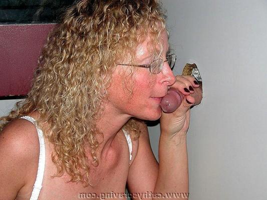 19P Blonde milf blows strangers cocks in gloryhole