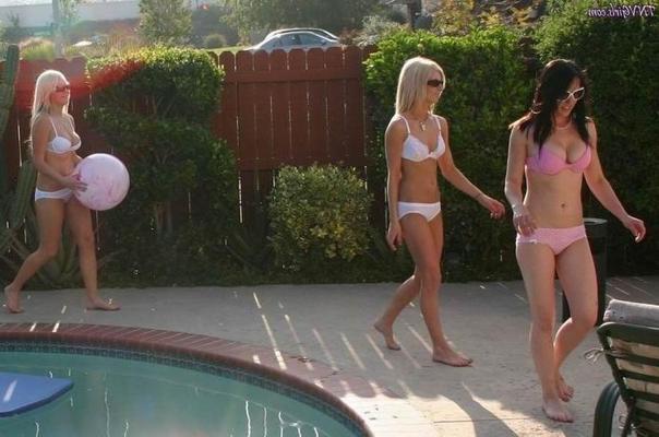 16P blonde teen in white panties and bra posing outdoor
