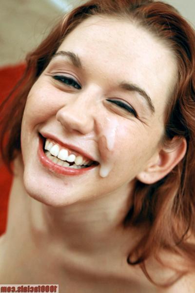 18P Redhead nympho gives sizzling blow job with facial