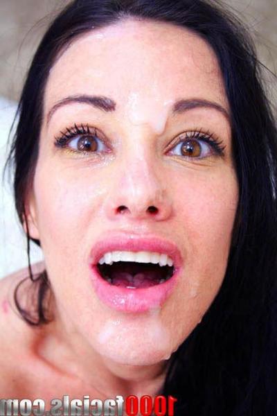 18P Brunette babe Nina Cardova gets a messy cum facial