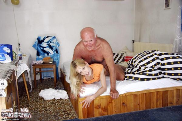4P Sick grandpa sticks his device into his tiny teen nurse