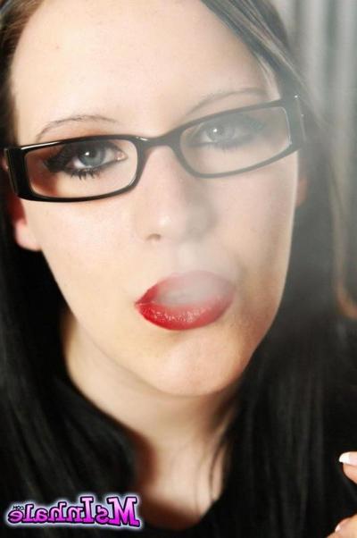 16P brunette teen with glasses smoking