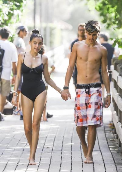 16P Madison Beer busty and booty in black swimsuit