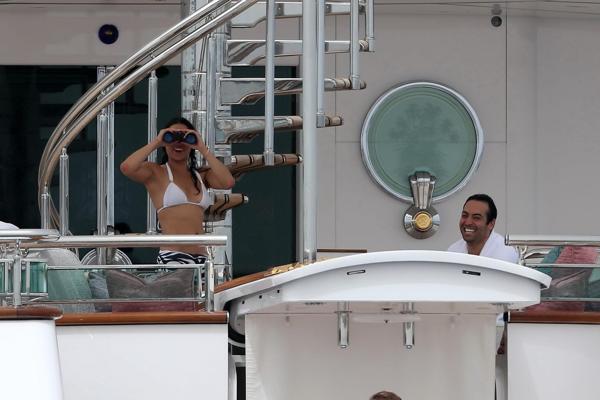 16P Michelle Rodriguez wearing a monochrome bikini in Spain