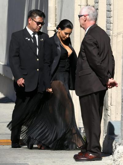 16P Kim Kardashian busty wearing skimpy top  see through skirt at The Jimmy Kimmel S