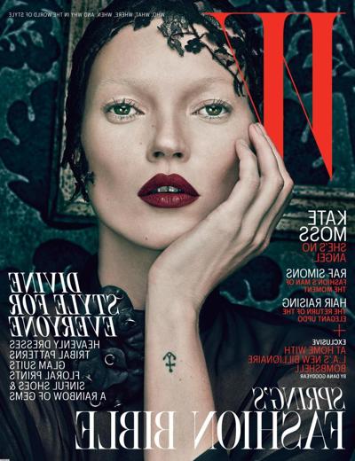 16P Kate Moss showing boobs in see through for W Magazine May 2015 issue