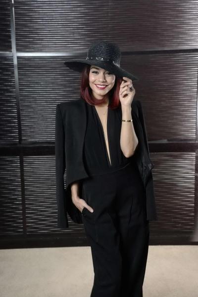 16P Vanessa Hudgens braless showing big cleavage at the Gimme Shelter photocall in P