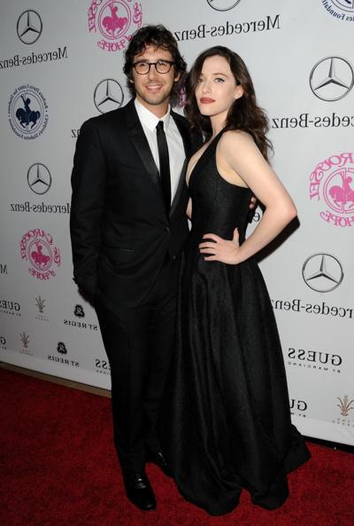5P Kat Dennings flaunting her huge boobs braless in black low cut dress at 2014 Car
