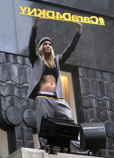 13P Cara Delevingne showing off her belly for the launch of Cara D for DKNY Capsule 