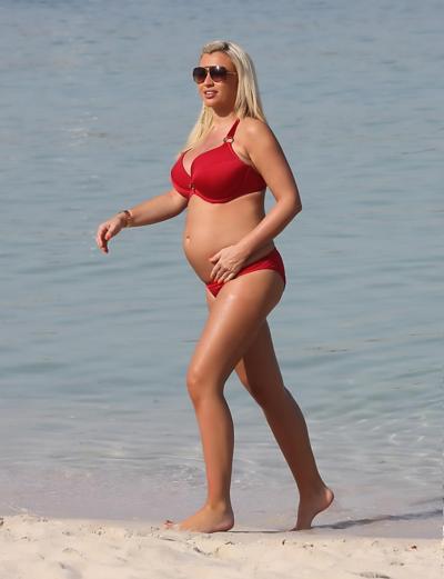 16P Sam and Billie Faiers wearing skimpy bikinis at the beach on a vacation in UAE