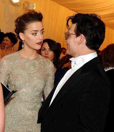 16P Amber Heard braless wearing a see through dress at the 2014 Met Gala in NY