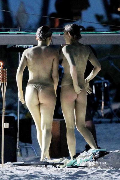 16P Taylor Momsen shooting a music video on Miami Beach with two bodypainted models