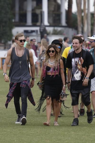 16P Vanessa Hudgens wearing hot bra and skirt at 2014 Coachella
