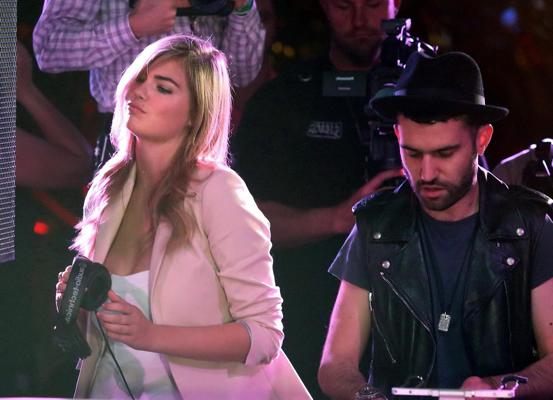16P Kate Upton leggy  showing huge cleavage at the Express runway fashion show in Mi