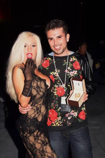 16P Courtney Stodden braless wearing black low cut lace dress 2014 Style Fashion Sho