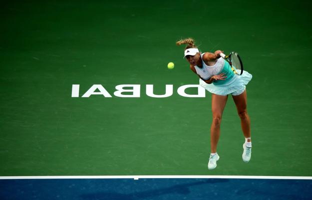 16P Caroline Wozniacki flashing her white panties at the WTA Dubai Duty Free Tennis 